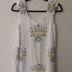 Floral Embroidered Sleeveless Knee Length Mini Dress